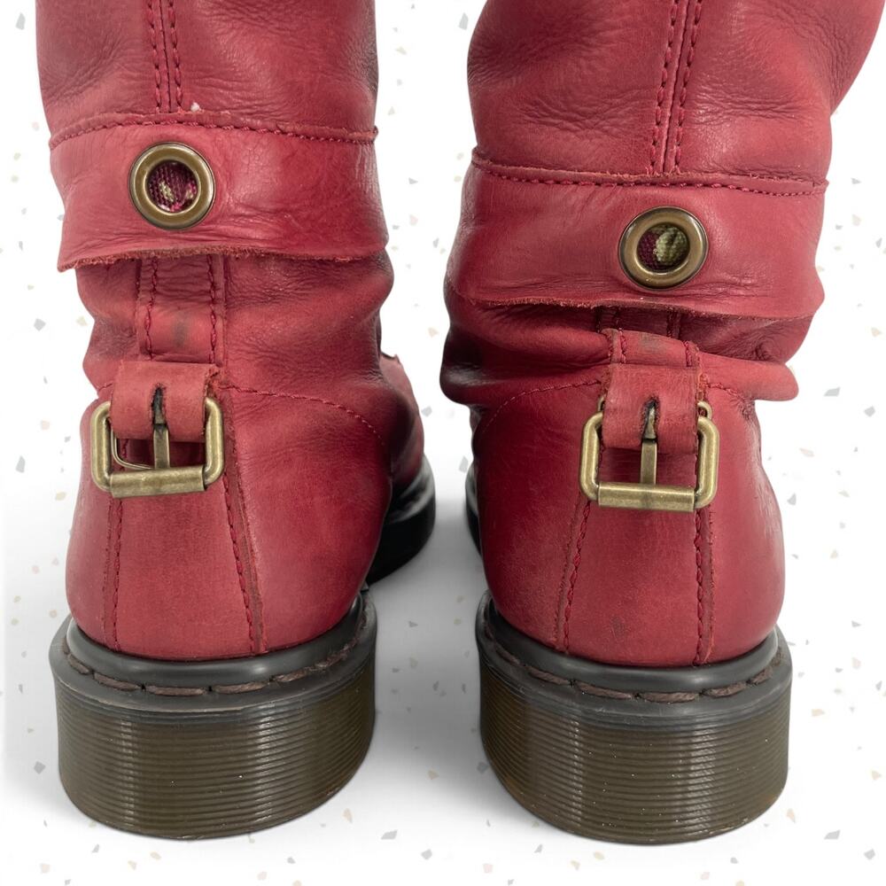 Dr. Martens Triumph Boots Red Oxblood Leather Pirate Fold Down Floral Boots US 9 - Picture 11 of 16